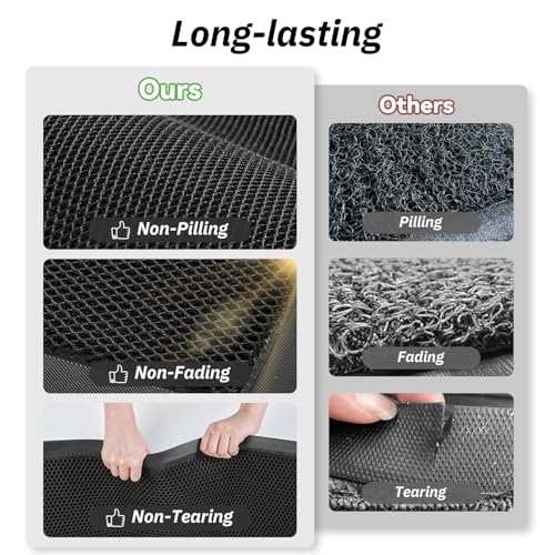 Front Door Mat Outdoor Mats for Entrance Dirt Trapper Doormat Welcome Mat Heavy Duty Non Slip Rubber Entry Mats for Outside Indoor Black 43X75cm