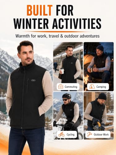 Heated Vest for Men, 11 Heating Zones, USB Powered, Battery Not Included