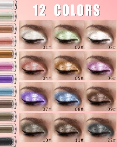 Shimmer Eyeshadow Set, Metallic Holographic Liquid Eye Shadow for Women