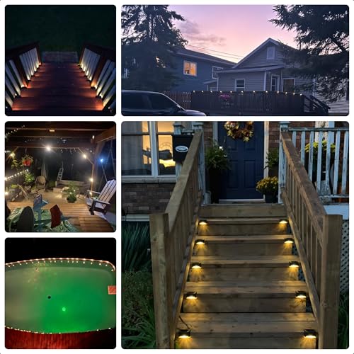 JACKYLED Solar Deck Lights, 16 Pack IP65 Waterproof Solar Fence Step Light