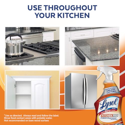 Lysol Kitchen Power Degreaser Trigger Spray, Fresh Citrus Scent, 650 mL (Pack of 2)