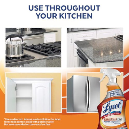 Lysol Kitchen Power Degreaser Trigger Spray, Fresh Citrus Scent, 650 mL (Pack of 2)