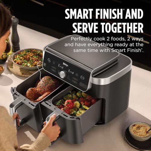 Ninja DualZone Air Fryer, 10 Qt/9.5L Smart, 6-in-1, Grey, DZ950C