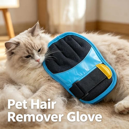 UPEOXT Pet Hair Remover Glove and Grooming Comb Set, Electrostatic Dog Cat Fur Cleaning Tool, Reusable Magic Brush for Furniture Carpet Clothes, 2 Pcs