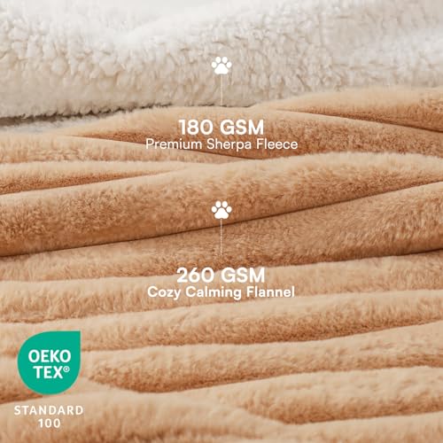 Luciphia Waterproof Blanket for Medium Large Dogs Puppy Soft Reversible Sherpa Small Pet Cat Cut Pile Warm Fleece Washable Furniture Protection for Couch Bed Car Camel,XL(85''x57'')