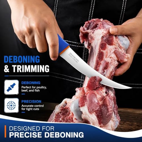 DRAGON RIOT Curved Boning Knife-6" Fillet Knife for Meat Deboning