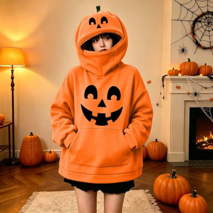 Halloween Costumes Women Halloween Costume Women 2026 Cute Party Cosplay Pumpkin Sweatshirts Oversized Novelty Hoodie with Kangaroo Pocket H10 Orange X-Large