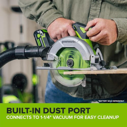 Greenworks 24V Cordless Brushless Combo 400 in-lbs Drill/Driver +1950 in-lbs Impact Driver +6.5" Circular Saw +200LM Flashlight, 2.0Ah + 4.0Ah Batteries (24,000mAh Power Bank) and 65W USB-C Charger