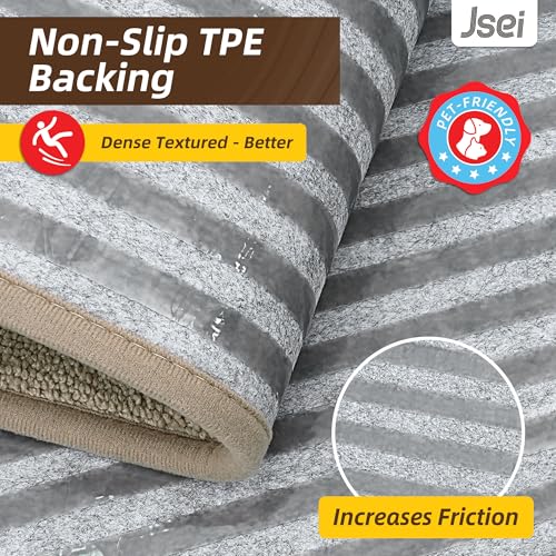 JSEI Non-Slip Bathroom Rugs, 2PCS Non-Slip, 20"x32"+20"x48", Beige