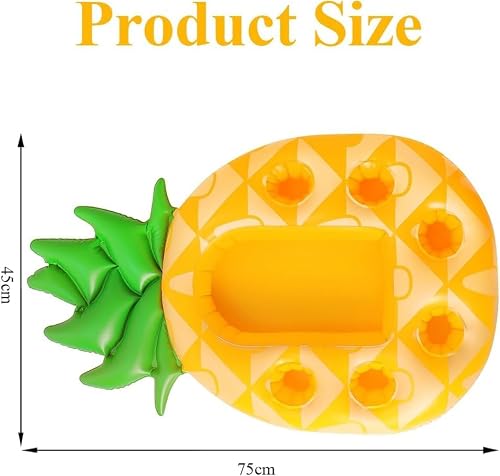 Inflatable Drink Holder, 7-Hole Capacity Pineapple Fruit Drink Float