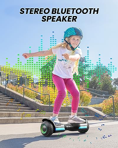 Gyroor G13 Hoverboard for Kids & Adults, All-Terrain Self Balancing Scooter | 250W dual motors, 7.75 MPH, climbs 15-degree slopes, 6.5-inch off-road tires, music player, LED lights, 176 lbs, ages 6-12