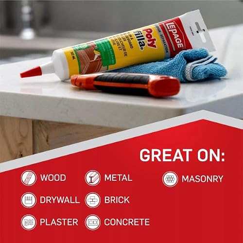 LePage Polyfilla Trim and Baseboard Wood & Wall Filler, 162 ml Tube 1 Pack | Fast-setting Acrylic Trim & Baseboard Filler. Sandable And Paintable In 30 Mins. Water Cleanup