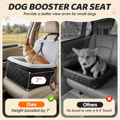 SlowTon Dog Car Seat for Small Medium Dog Up to 30lbs, 7in Elevated Cushion
