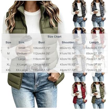 Womens Puffer Vest Lightweight Zip Up Sleeveless Padded Jacket Vest