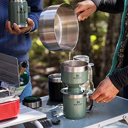 Stanley Perfect Brew Pour Over Set | 12 oz Camp Mug with Lid Included | Drip Coffee Maker with Reusable Filter | Insulated Stainless Steel | BPA-Free | Hammertone Green