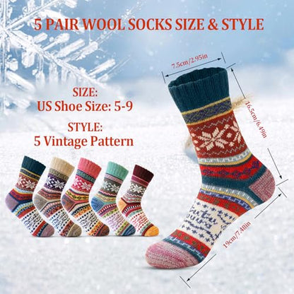 Gifts for Women Mom Christmas Stocking Stuffers for Women 5 Pair Fuzzy Wool Socks Christmas Gift ideas Mom Gifts for Wife Cadeau Femme Maman Noel Novelty Compression Socks Gifts for Her Girlfriend