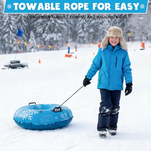 ZMLM 2 Pack Snow Tube for Sledding - 36" Inflatable Snow Sled for Kids | 36" Snow Tubes Heavy Duty Blow Up Tube with Handles Toddler Adults Outdoor Winter Toys Gift for Tubing Sled Sport Supplies