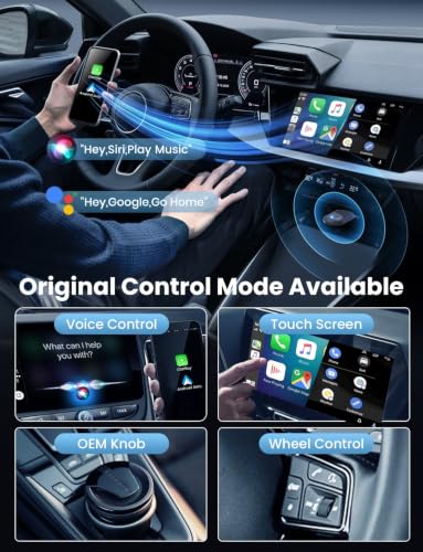 2026 Mini Wireless CarPlay & Android Auto Dongle for Car Stereo Receivers | Wired to Wireless Car Play with Gold-Plated USB A/C, Fast Stable Auto Reconnect, Plug and Play, Compatible with iPhone