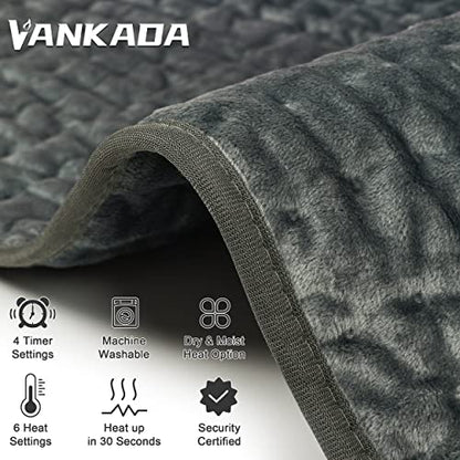 Heating Pad Electric Heat Pad, Hot Heated Pad,Moist Heat Heating Pad Moist and Dry Heat,Multiple Temp and Timer Settings (Gray green, 24"X12")
