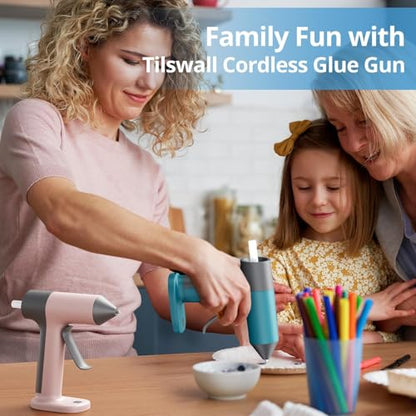Tilswall Cordless Hot Glue Applicator Kit with Hot Glue Sticks, 30s Fast Preheat, USB-C Rechargeable Glue Applicator Cordless Design, Mini Hot Glue Applicator for DIY Crafts, Home Repairs (Blue)