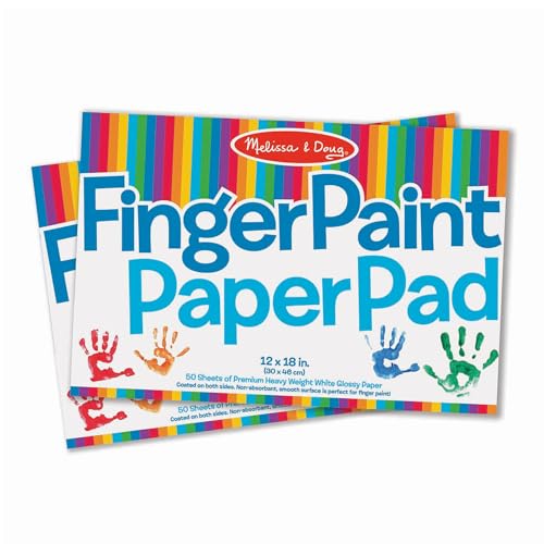 Melissa & Doug Finger Paint Paper Pad 2-Pack Kids Art Supply | 2 Finger Painting Paper Pads, 100 Extra-Large No-Leak Glossy Sheets, Premium Arts & Crafts Supplies for Kids, Ages 2+