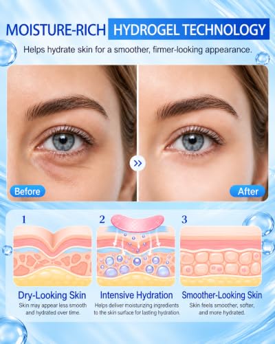 LAMVETHNY Caffeine Collagen Eye Masks - Korean Skincare Brightening Hydrating Anti Cooling Firming Non-Irritating for Appearance of Dark Circles&Wrinkles&Puffiness - Gift for Mom Traveler Night Worker (blue)