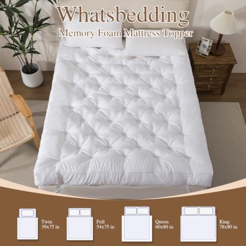 WhatsBedding 5 Inch Memory Foam Mattress Topper (Queen, 60x80 Inch)
