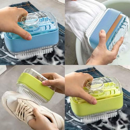 2 Pcs Rolling Soap Box for Laundry,Hands Free Foaming, Multifunctional Soap Box Scrubber & Storage Dispenser,Portable Dispenser Brush for Laundry, Home & Travel Keeps Soap Dry & Hygienic (Blue+Green)