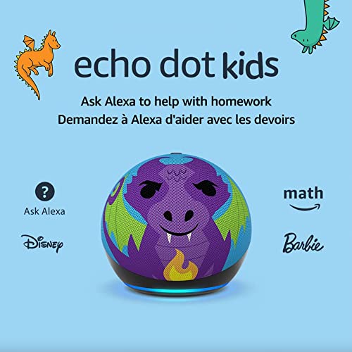 Amazon Echo Dot Kids (newest model), Designed for kids, with parental controls, Designed for Alexa+, Dragon