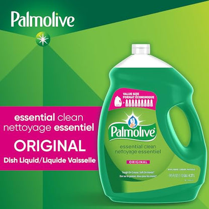 Palmolive Essential Clean Dish Soap, Original Scent 4.27 L - Biodegradable, Phosphate & Paraben Free Liquid Dish Soap - Removes Grease & Grimes from Dishes