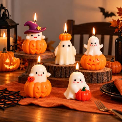 Halloween Candles, Pumpkin Skull Finger Ghost Candle Set, Halloween Decor!