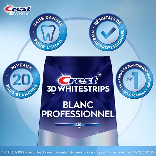Crest 3D Whitestrips Professional White At-Home Teeth Whitening Kit, 22 Treatments, 20 Levels Whiter