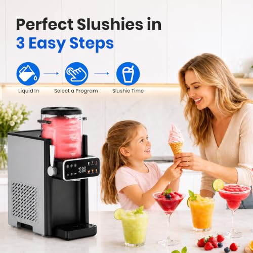 SiroSage Slushie Machine for Home, No Ice Needed Ice Cream Maker, Black