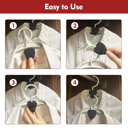 Space Saving Hangers 20Pcs, Upgrade 40Lb(Max) Heavy Duty Hanger Hooks Space Saver for Clothes, Hanger Connector Hooks, Plastic Clothes Hanger for Closet Organizer, Black