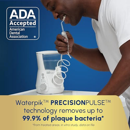 Waterpik Aquarius Countertop Water Flosser for Teeth, 10 Settings, White | For teeth, gums and braces, multiple users and needs, electric power, CDA Validated, ADA Accepted, WP-660