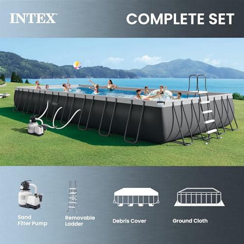 INTEX 26373EH Ultra XTR Deluxe Rectangular Above Ground Swimming Pool Set: 32ft x 16ft x 52in – Includes 2800 GPH Sand Filter Pump – SuperTough Puncture Resistant – Rust Resistant – Easy to Assemble