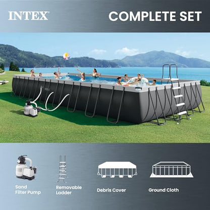 INTEX 26373EH Ultra XTR Deluxe Rectangular Above Ground Swimming Pool Set: 32ft x 16ft x 52in – Includes 2800 GPH Sand Filter Pump – SuperTough Puncture Resistant – Rust Resistant – Easy to Assemble