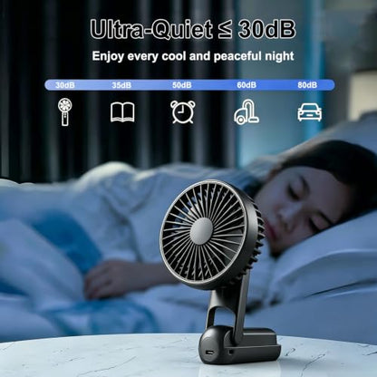 Hand Held Fan, Handheld Fan USB Rechargeable Fans with 5 Speeds 4000mah, Portable Mini Powerful Personal Fan Foldable Fans for Outdoor Office Travel Camping School Home (Black)