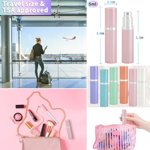 Refillable Perfume Atomizer Travel Bottle - Qavhun 5ml Luxury Leakproof Travel Perfume Refillable Bottle,Perfume Atomizer, Perfume Spray Bottle for Women (Pink)
