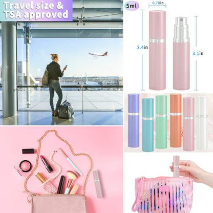 Refillable Perfume Atomizer Travel Bottle - Qavhun 5ml Luxury Leakproof Travel Perfume Refillable Bottle,Perfume Atomizer, Perfume Spray Bottle for Women (Pink)