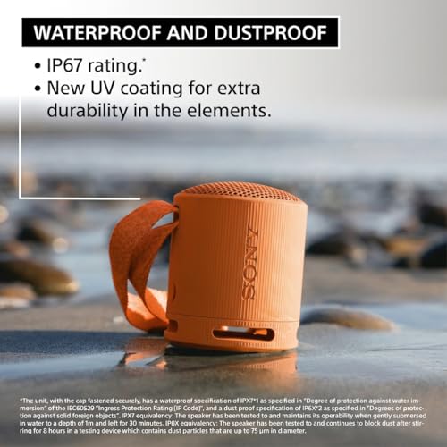 Sony SRS-XB100 Wireless Bluetooth Portable Lightweight Super-Compact Travel Speaker, Extra-Durable IP67 Waterproof & Dustproof, 16 Hour Battery, Versatile Strap, and Hands-Free Calling, Black New