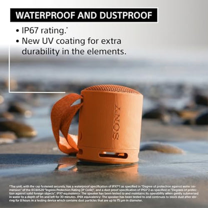 Sony SRS-XB100 Wireless Bluetooth Portable Lightweight Super-Compact Travel Speaker, Extra-Durable IP67 Waterproof & Dustproof, 16 Hour Battery, Versatile Strap, and Hands-Free Calling, Black New