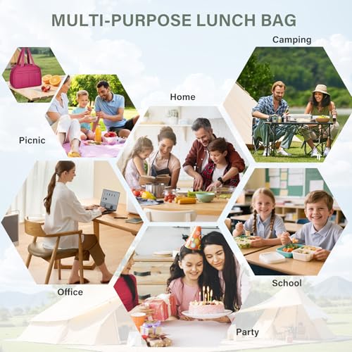 Codcey Reusable Quilted Puffer Insulated Lunch Bag Lunch Box Women