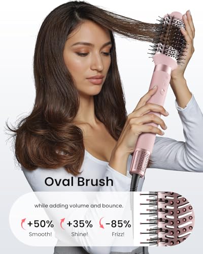 MESCOMB 6 IN 1 High Speed Hot Air Styler Hair Dryer Brush Kit, Soft Pink