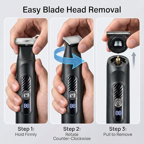 Beard Trimmer for Men, All-in-One Tool Electric Shaver for Men with Perforated Dual-Sided Blades,Painless Trimmer for Man,IPX7 Waterproof Electric Razor Men for Face and Body, LED Display