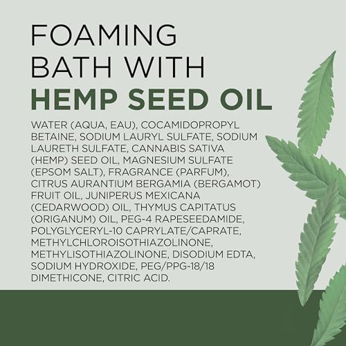 Dr Teal’s Foaming Bath with Pure Epsom Salt, Cannabis Sativa Hemp Seed Oil, 34 fl oz (Packaging May Vary)