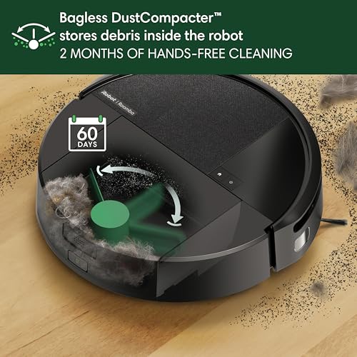 iRobot Roomba 205 DustCompactor Combo Robot Vac & Mop - Compacts Dirt Inside, No Emptying for 60 Days, Space Saving, No Dock, No Bags, Intense Power-Lifting Suction, LiDAR Navigation, Multi-Surface