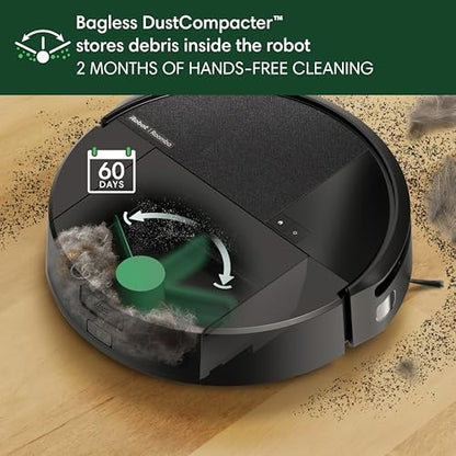 iRobot Roomba 205 DustCompactor Combo Robot Vac & Mop - Compacts Dirt Inside, No Emptying for 60 Days, Space Saving, No Dock, No Bags, Intense Power-Lifting Suction, LiDAR Navigation, Multi-Surface