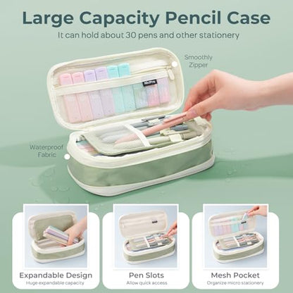 Nicpro 39 PCS Aesthetic School Supplies, Cute Pen Case Stationery Set,Green