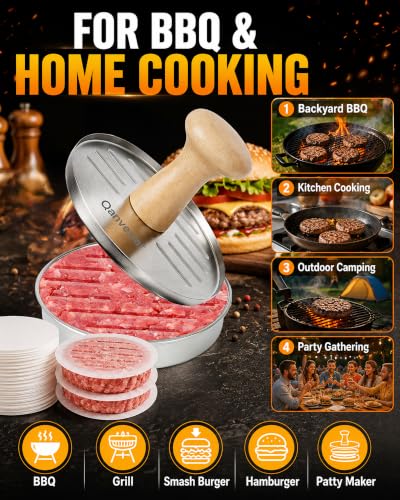 Hamburger Patty Press, 5 Inch Stainless Steel Burger Mold